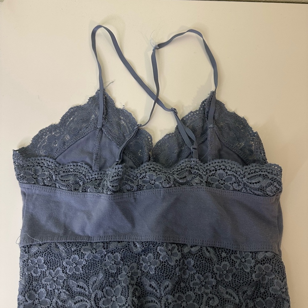 Purple Lace Chemise with Adjustable Straps and V-Neck